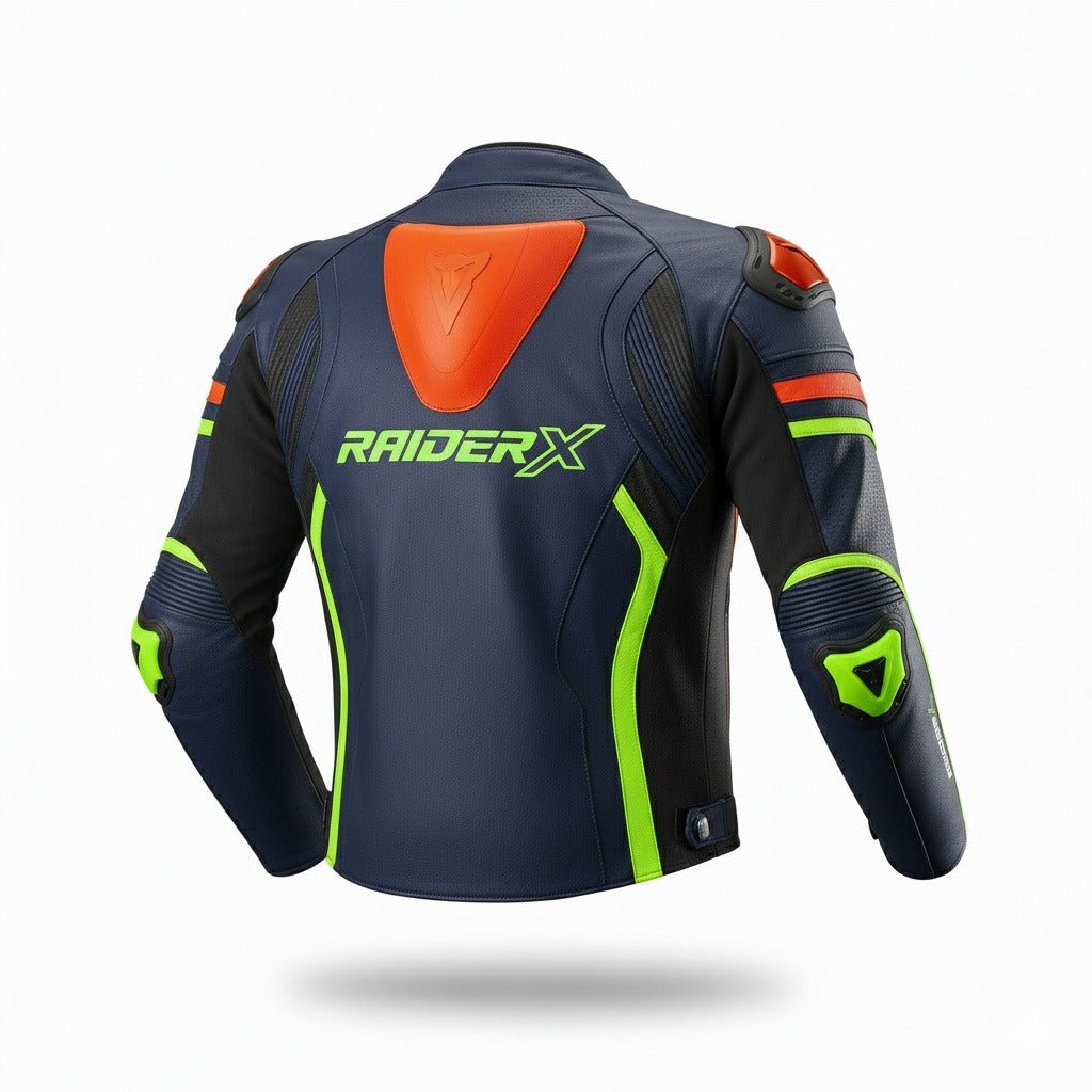 RAIDERX Neon Edge Motorcycle Leather Jacket
